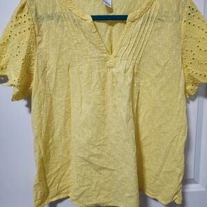 Design History Sunny Yellow Eyelet Blouse